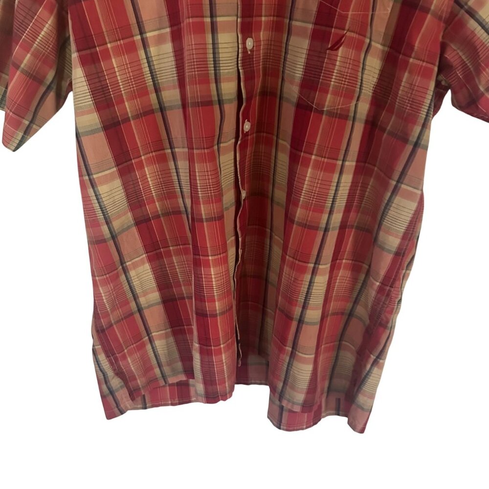 Nautica red and brown plaid short sleeve button up shirt size XL - Picture 6 of 7